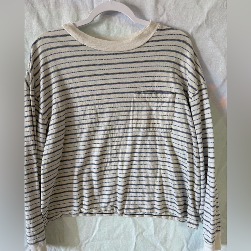 Madewell Cream and Blue Striped Top